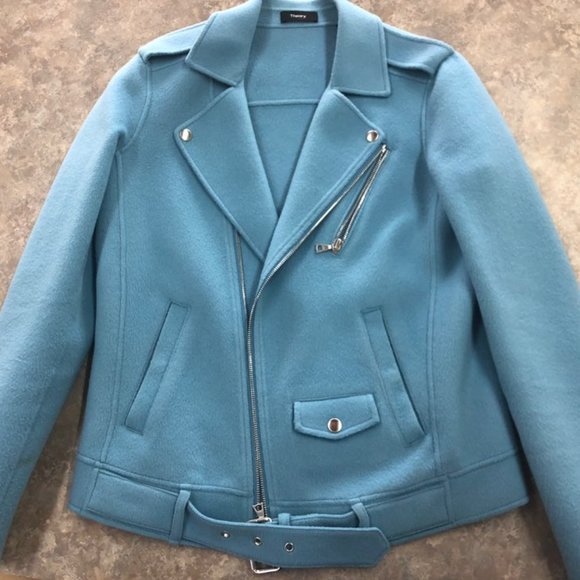 Theory Tralsmin Wool Cashmere Moto Jacket - Picture 2 of 5